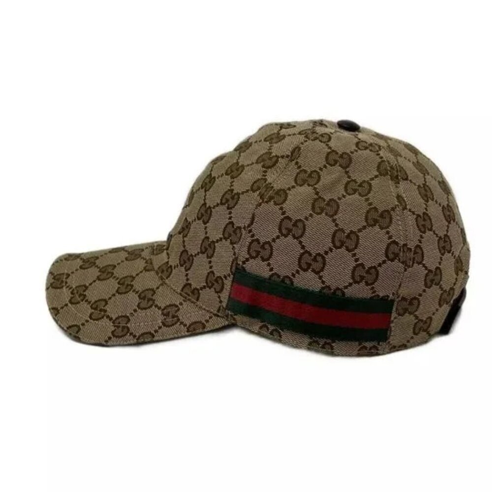 100% Authentic GUCCI Original GG Baseball Cap 200035 Beige Brown Multi Polyester - Picture 2 of 9